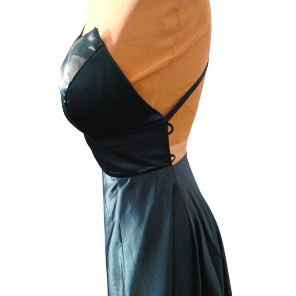 Cicinia Satin Formal Maxi Dress Prom XS Teal Elegant Spaghetti Strap NEED REPAIR - Picture 10 of 16